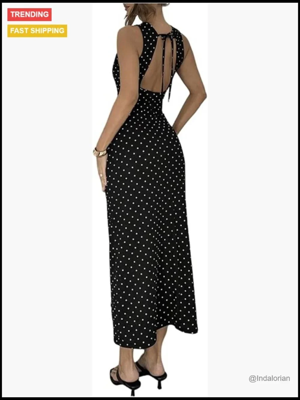 Polka Dots Backless Dress Sleeveless Formal Wrap Corset High Waist